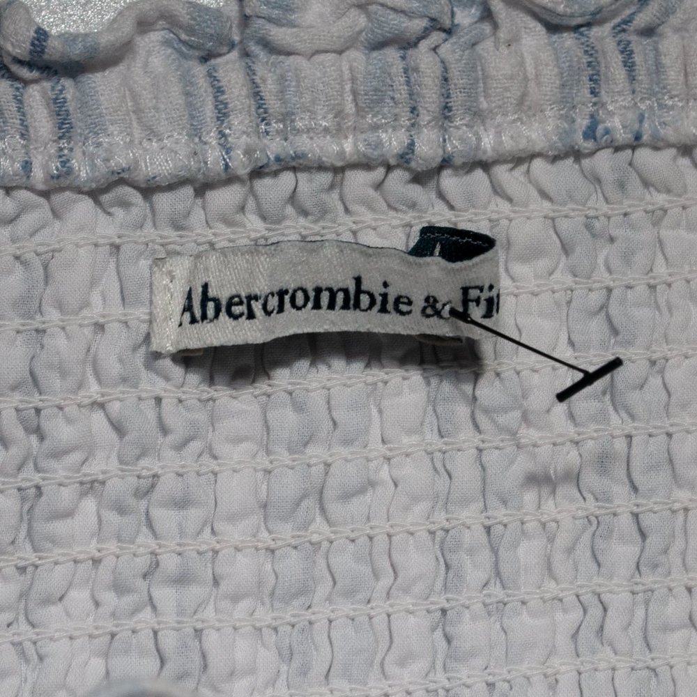 Abercrombie & Fitch Linen Blend Jumpsuit Juniors XL White Blue Sleeveless AA08X - Picture 5 of 6